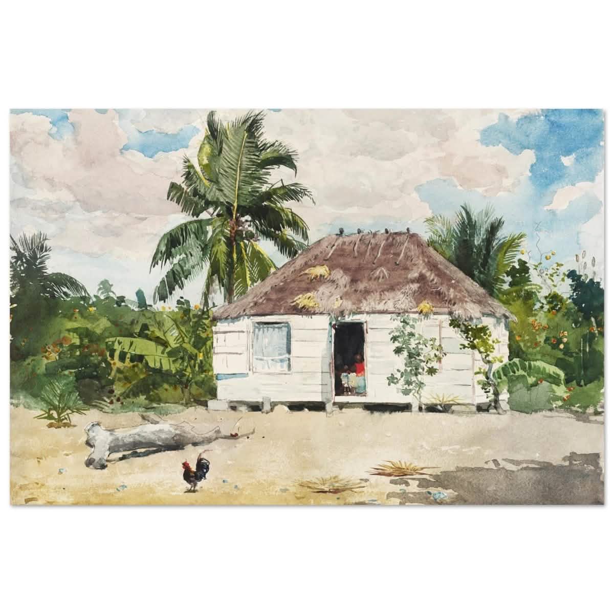 Native Hut at Nassau by Winslow Homer | Wall art Print - 50x75 cm / 20x30″ - Aluminum Print -