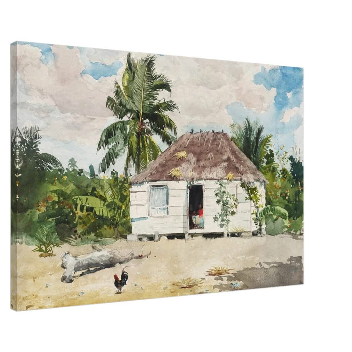 Native Hut at Nassau by Winslow Homer | Wall art Print - 60x90 cm / 24x36″ - Canvas -
