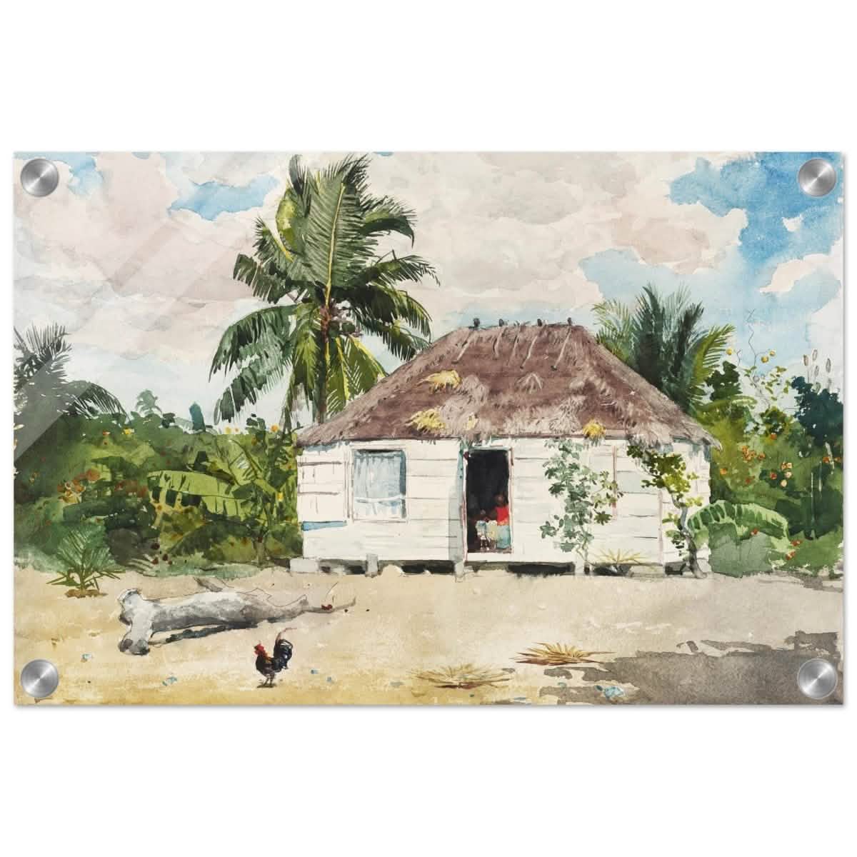 Native Hut at Nassau by Winslow Homer | Wall art Print - 30x45 cm / 12x18″ - Acrylic Print -