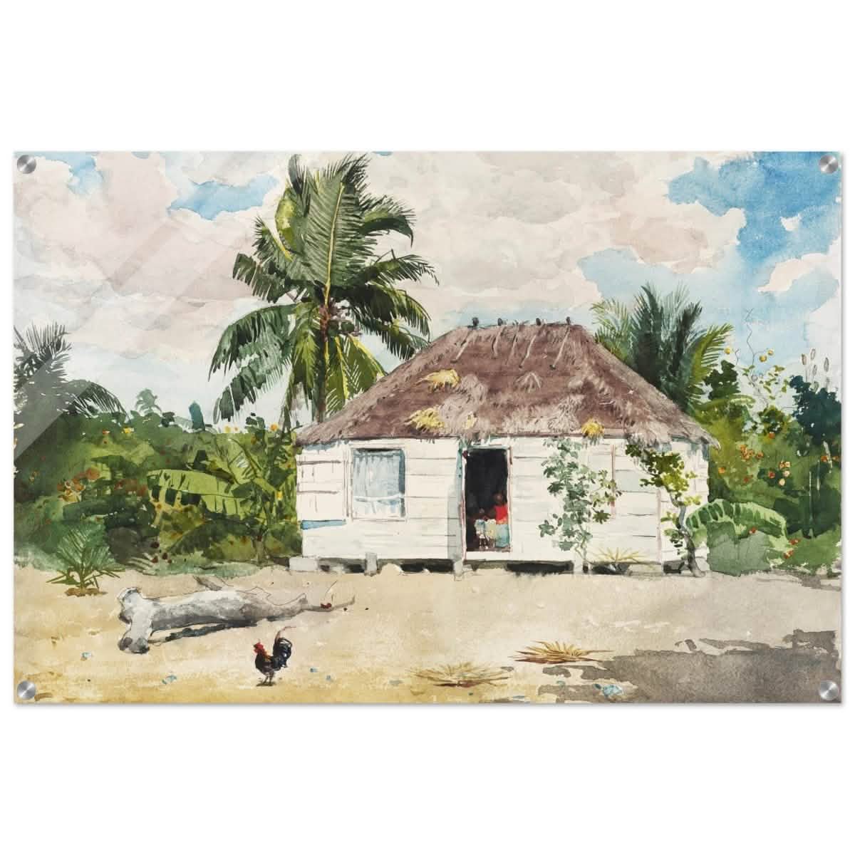 Native Hut at Nassau by Winslow Homer | Wall art Print - 60x90 cm / 24x36″ - Acrylic Print -