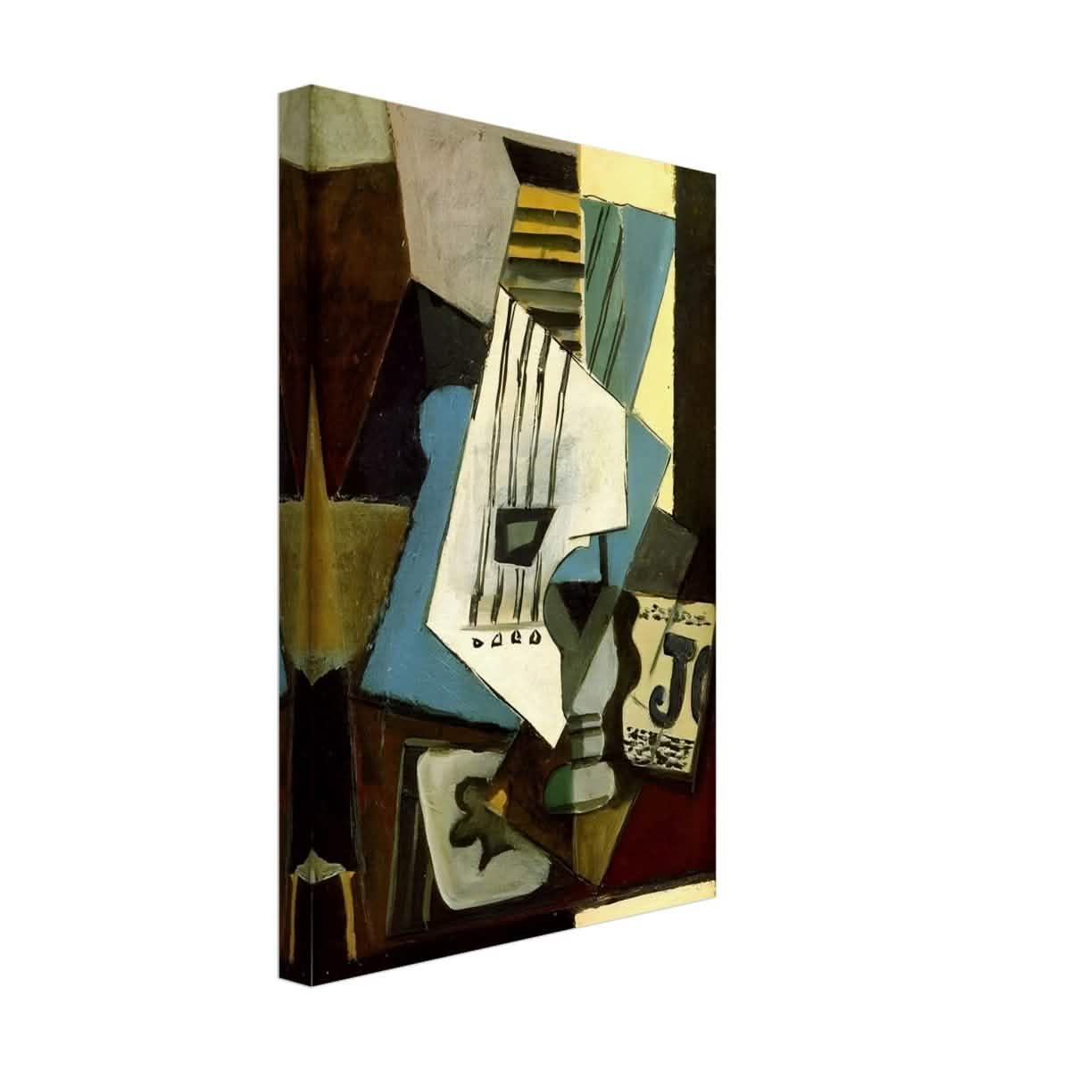 Nature morte - guitar, newspaper, glass and ace of clubs by Pablo Picasso 1914 - Canvas - 30x45 cm / 12x18″ - Thick