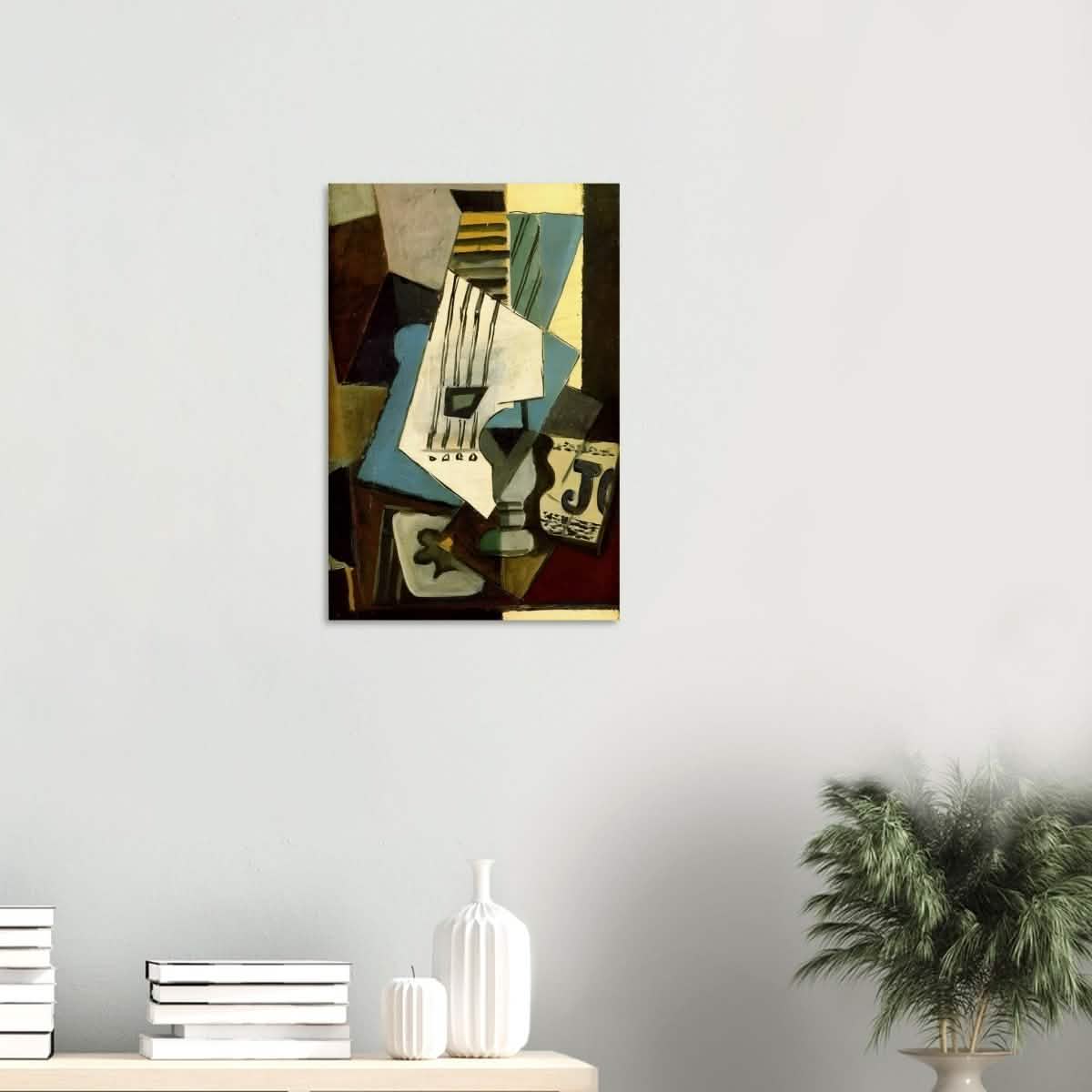 Nature morte - guitar, newspaper, glass and ace of clubs by Pablo Picasso 1914 - Wood Prints - 40x60 cm / 16x24″ - 10 mm