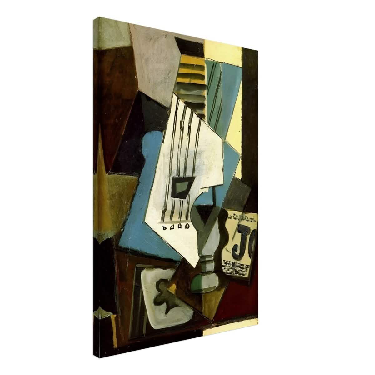 Nature morte - guitar, newspaper, glass and ace of clubs by Pablo Picasso 1914 - Canvas - 60x90 cm / 24x36″ - Thick