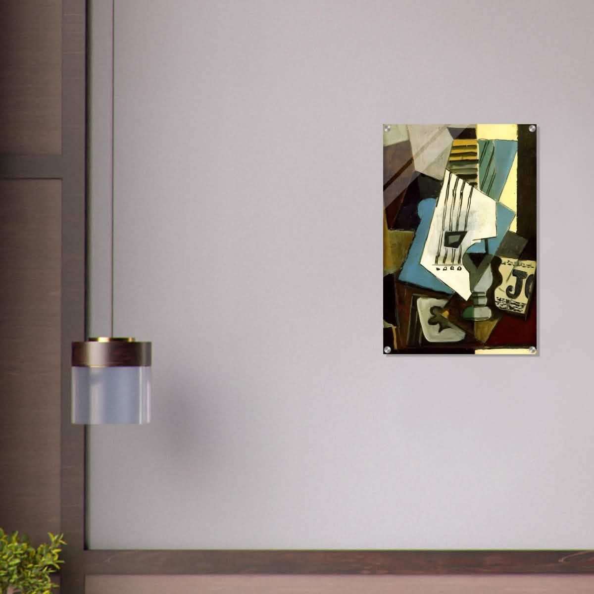 Nature morte - guitar, newspaper, glass and ace of clubs by Pablo Picasso 1914 - Acrylic Print - 50x75 cm / 20x30″ -