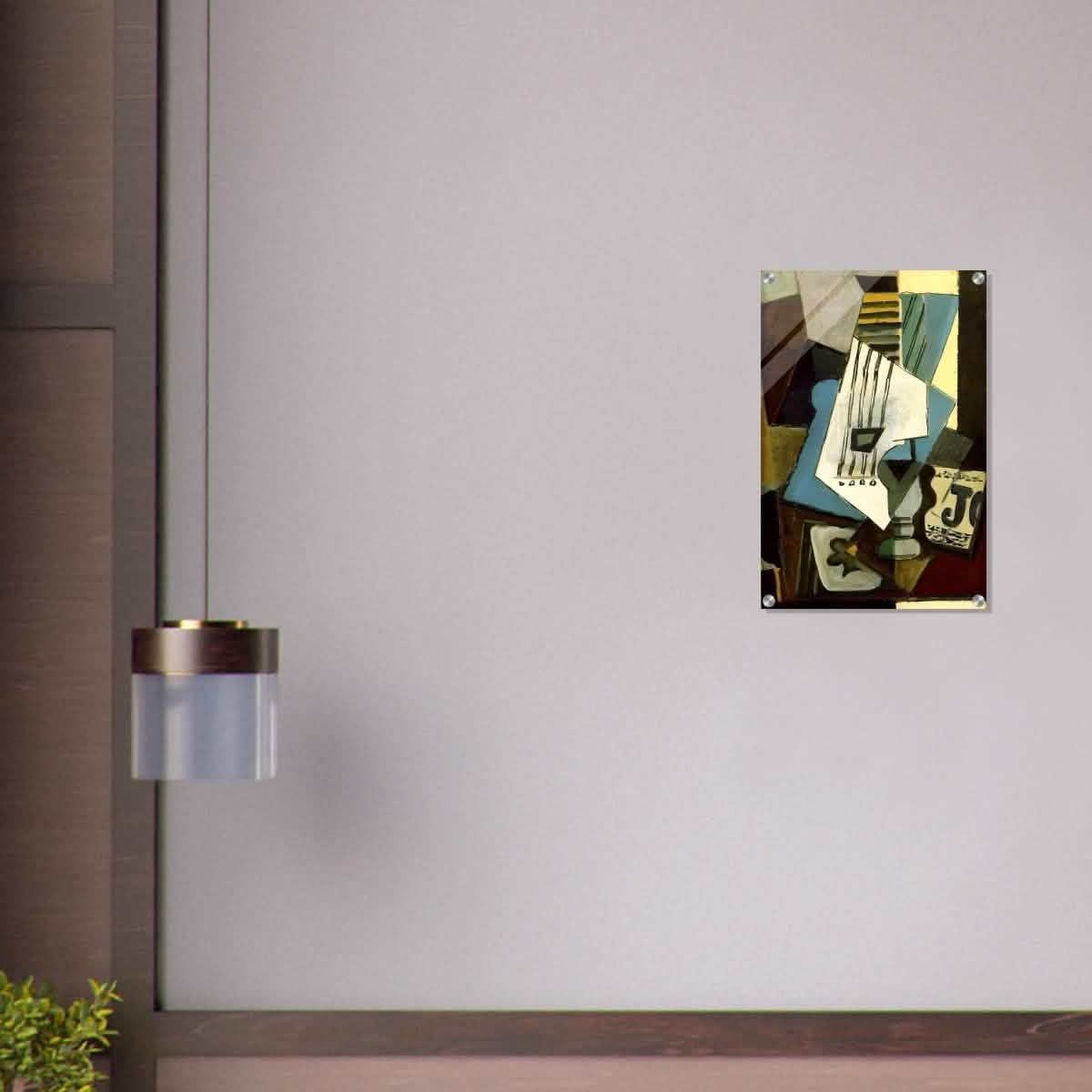 Nature morte - guitar, newspaper, glass and ace of clubs by Pablo Picasso 1914 - Acrylic Print - 40x60 cm / 16x24″ -