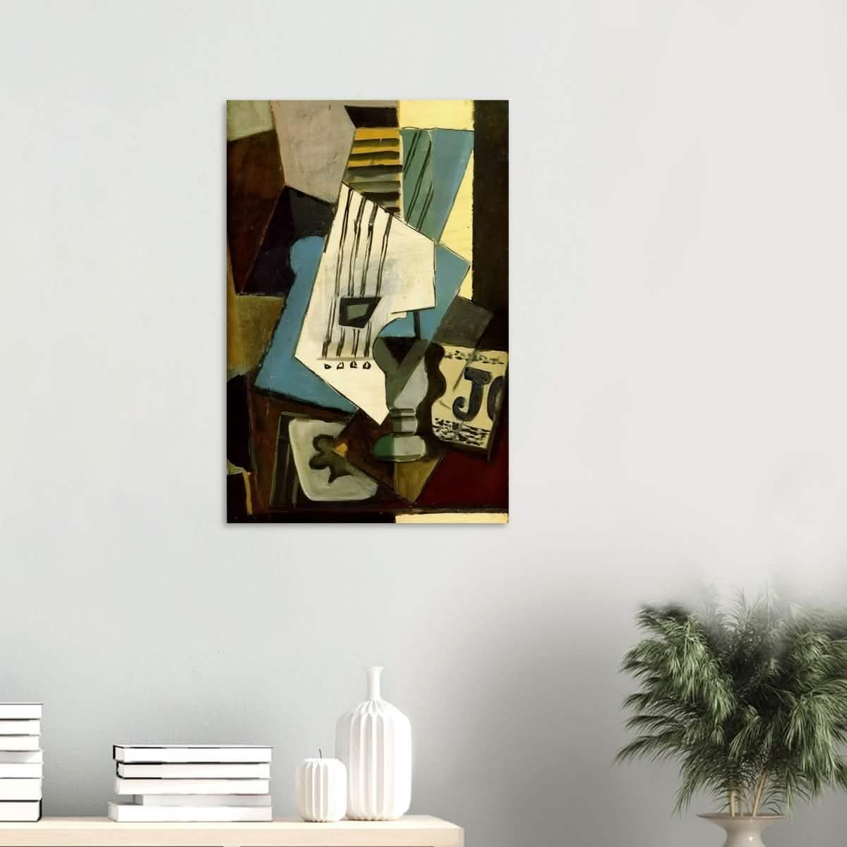 Nature morte - guitar, newspaper, glass and ace of clubs by Pablo Picasso 1914 - Wood Prints - 50x75 cm / 20x30″ - 10 mm