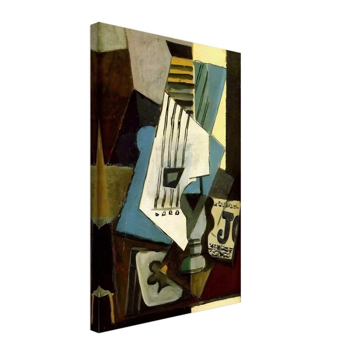 Nature morte - guitar, newspaper, glass and ace of clubs by Pablo Picasso 1914 - Canvas - 40x60 cm / 16x24″ - Thick