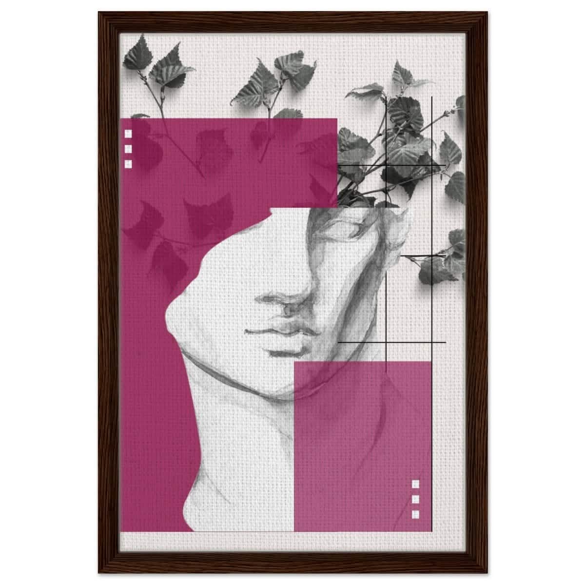 Neo - Classical Fusion: The Timeless Gaze | Surrealism & Abstraction Wall art print - 40x60 cm / 16x24″ - Framed Canvas - Dark wood frame