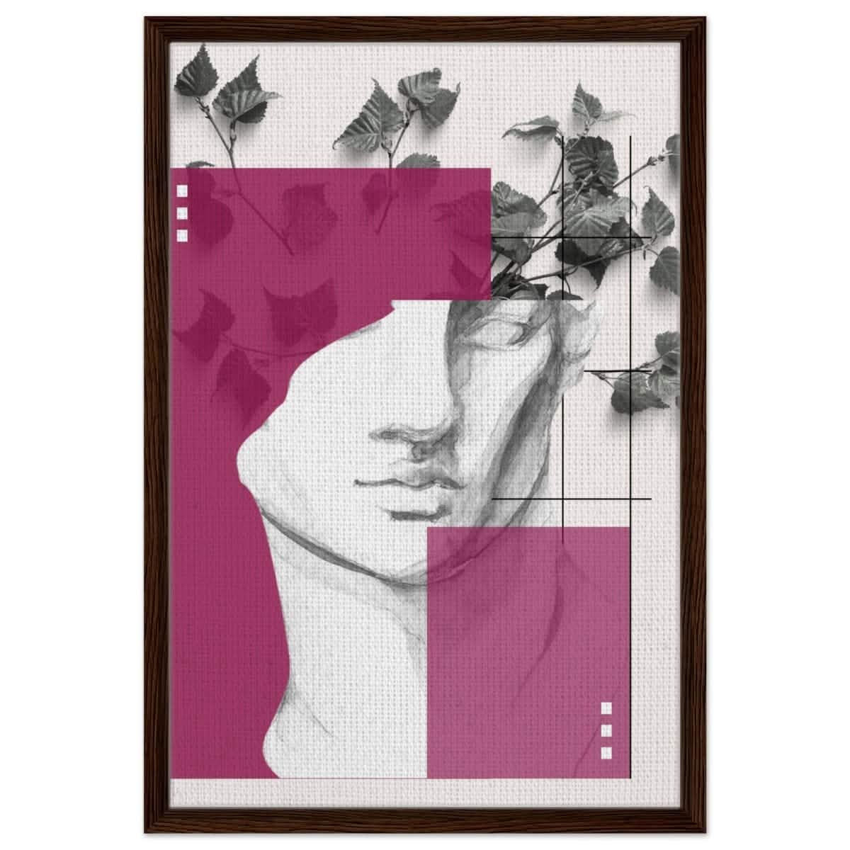 Neo - Classical Fusion: The Timeless Gaze | Surrealism & Abstraction Wall art print - 50x75 cm / 20x30″ - Framed Canvas - Dark wood frame