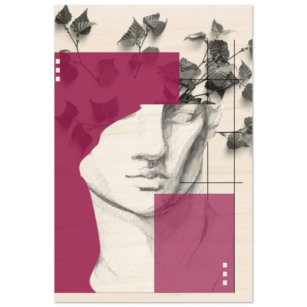 Neo - Classical Fusion: The Timeless Gaze | Surrealism & Abstraction Wall art print - 30x45 cm / 12x18″ - Wood Prints -