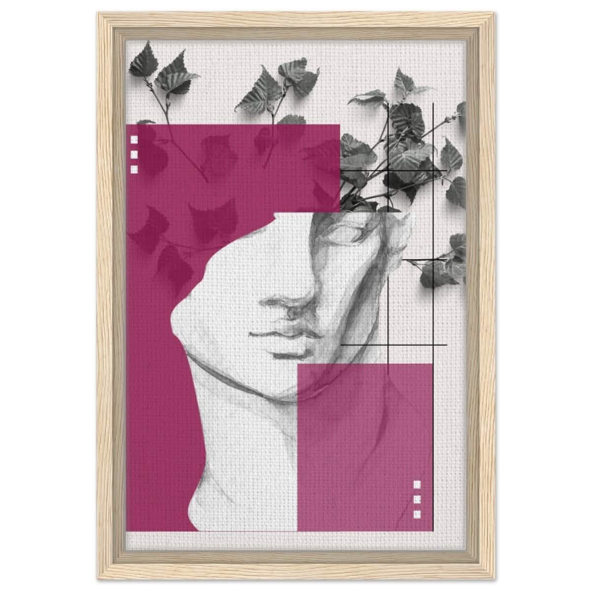 Neo - Classical Fusion: The Timeless Gaze | Surrealism & Abstraction Wall art print - 30x45 cm / 12x18″ - Framed Canvas - Wood frame