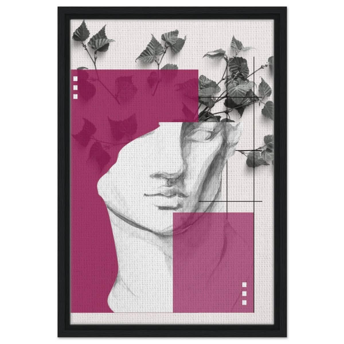 Neo - Classical Fusion: The Timeless Gaze | Surrealism & Abstraction Wall art print - 40x60 cm / 16x24″ - Framed Canvas - Black frame