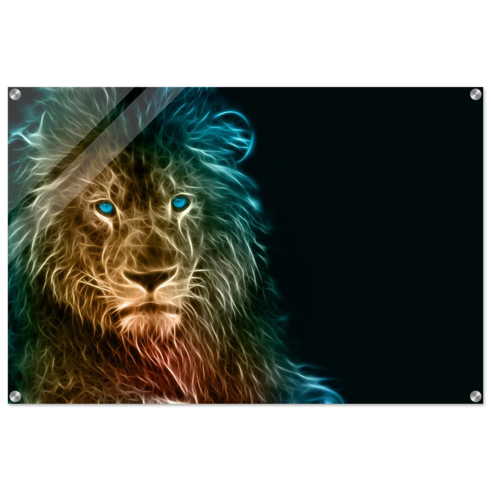Neon Majesty – Abstract Lion Spirit Wall Art Print - Acrylic Print - 60x90 cm / 24x36″ -