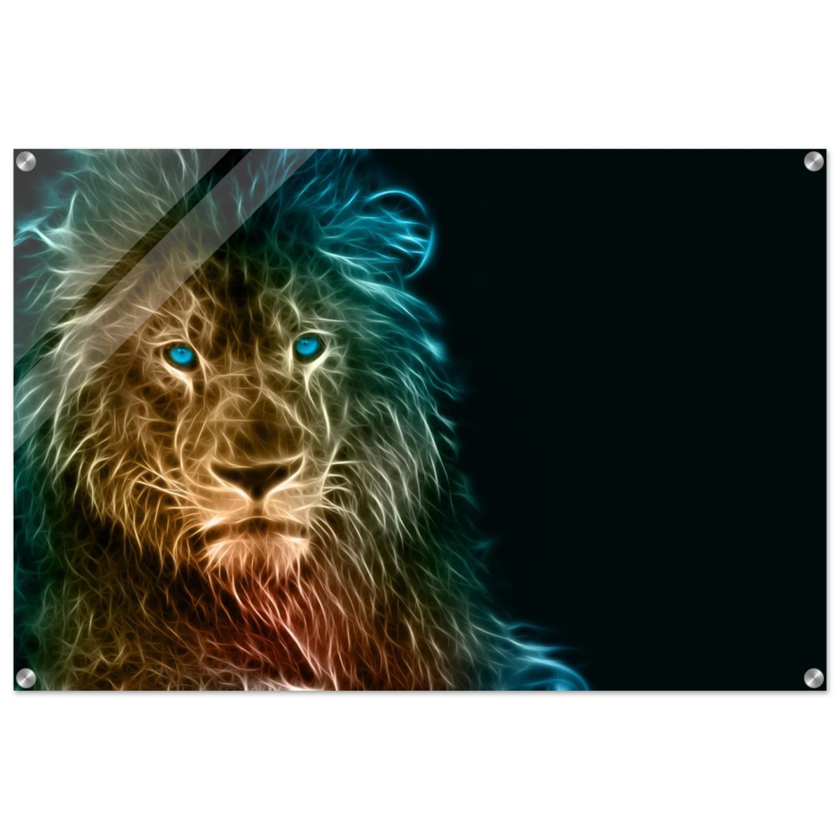 Neon Majesty – Abstract Lion Spirit Wall Art Print - Acrylic Print - 60x90 cm / 24x36″ -