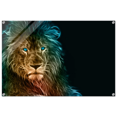 Neon Majesty – Abstract Lion Spirit Wall Art Print - Acrylic Print - 60x90 cm / 24x36″ -