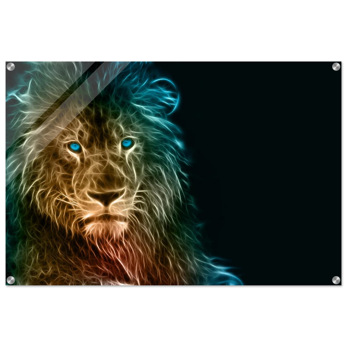 Neon Majesty – Abstract Lion Spirit Wall Art Print - Acrylic Print - 60x90 cm / 24x36″ -