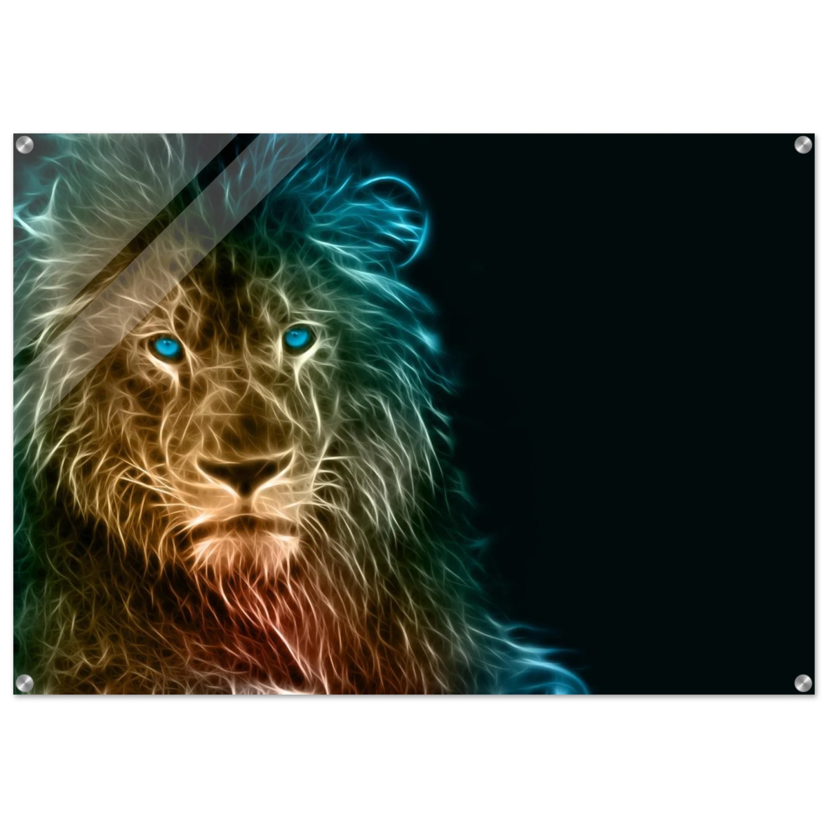 Neon Majesty – Abstract Lion Spirit Wall Art Print - Acrylic Print - 70x100 cm / 28x40″ -