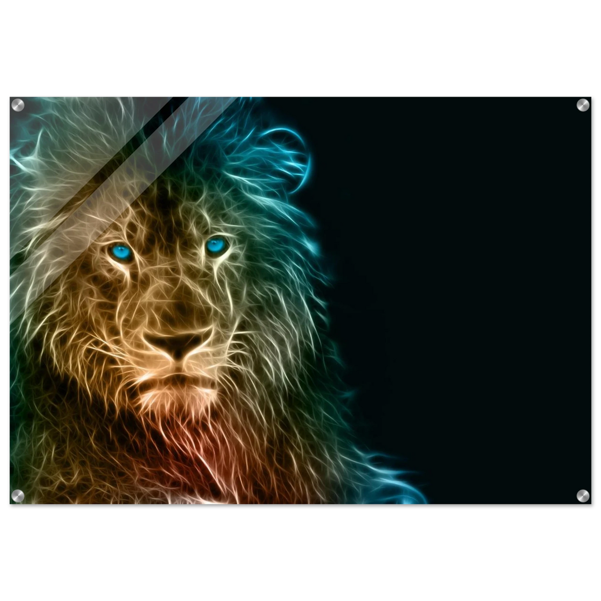 Neon Majesty – Abstract Lion Spirit Wall Art Print - Acrylic Print - 70x100 cm / 28x40″ -