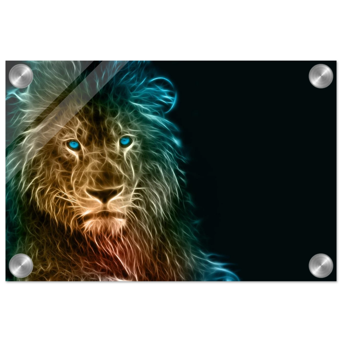 Neon Majesty – Abstract Lion Spirit Wall Art Print - Acrylic Print - 20x30 cm / 8x12″ -