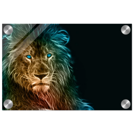 Neon Majesty – Abstract Lion Spirit Wall Art Print - Acrylic Print - 20x30 cm / 8x12″ -