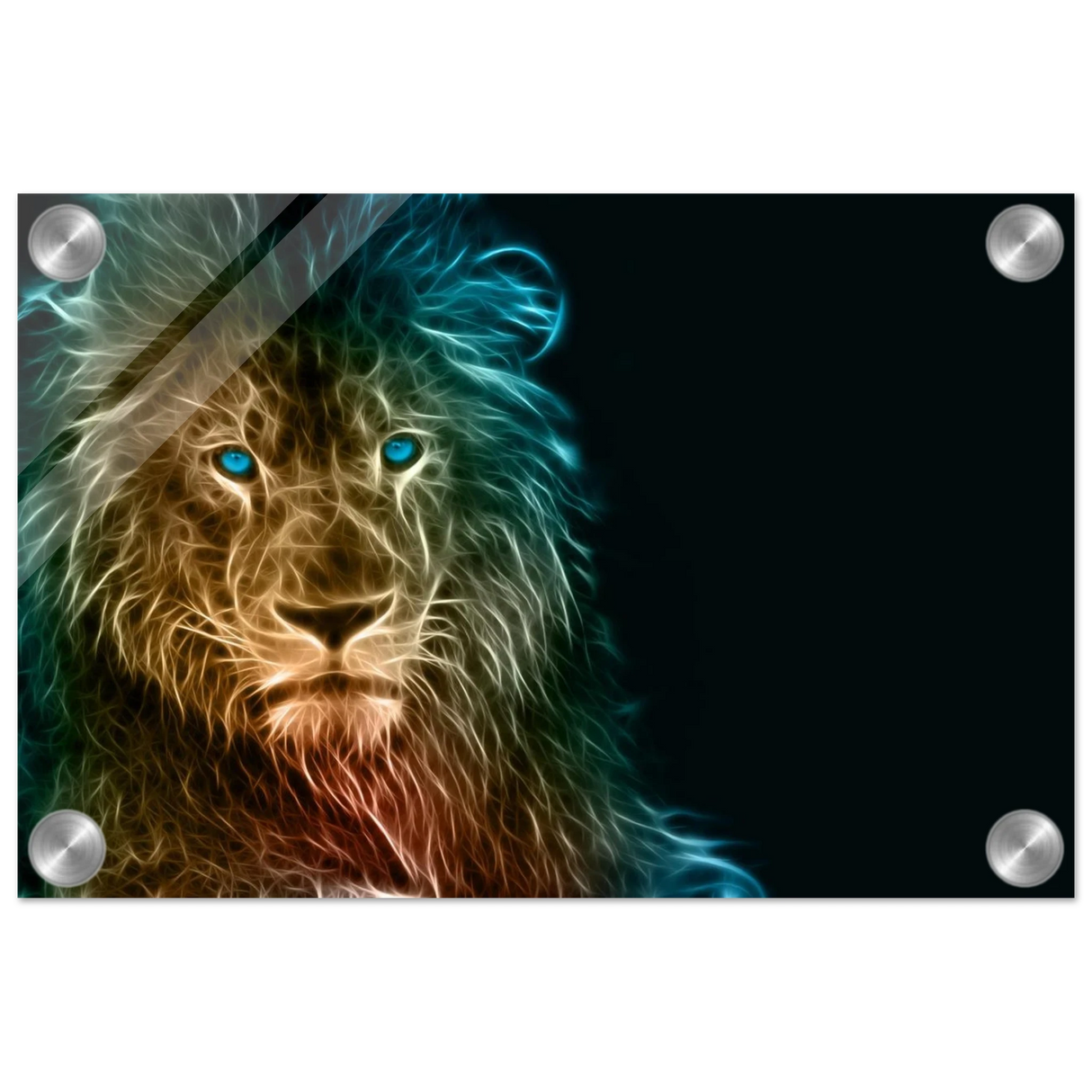 Neon Majesty – Abstract Lion Spirit Wall Art Print - Acrylic Print - 20x30 cm / 8x12″ -