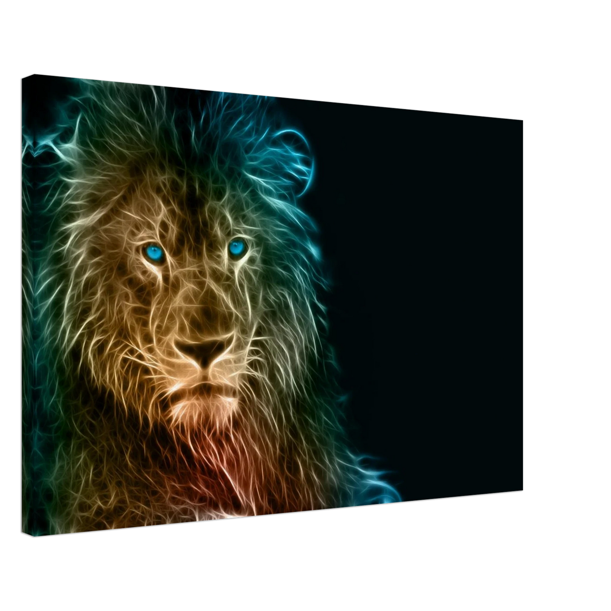 Neon Majesty – Abstract Lion Spirit Wall Art Print - Canvas - 50x75 cm / 20x30″ -