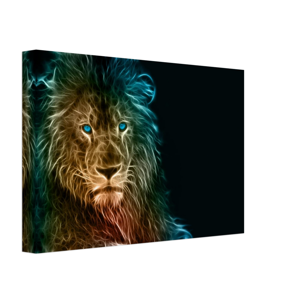 Neon Majesty – Abstract Lion Spirit Wall Art Print - Canvas - 20x30 cm / 8x12″ -