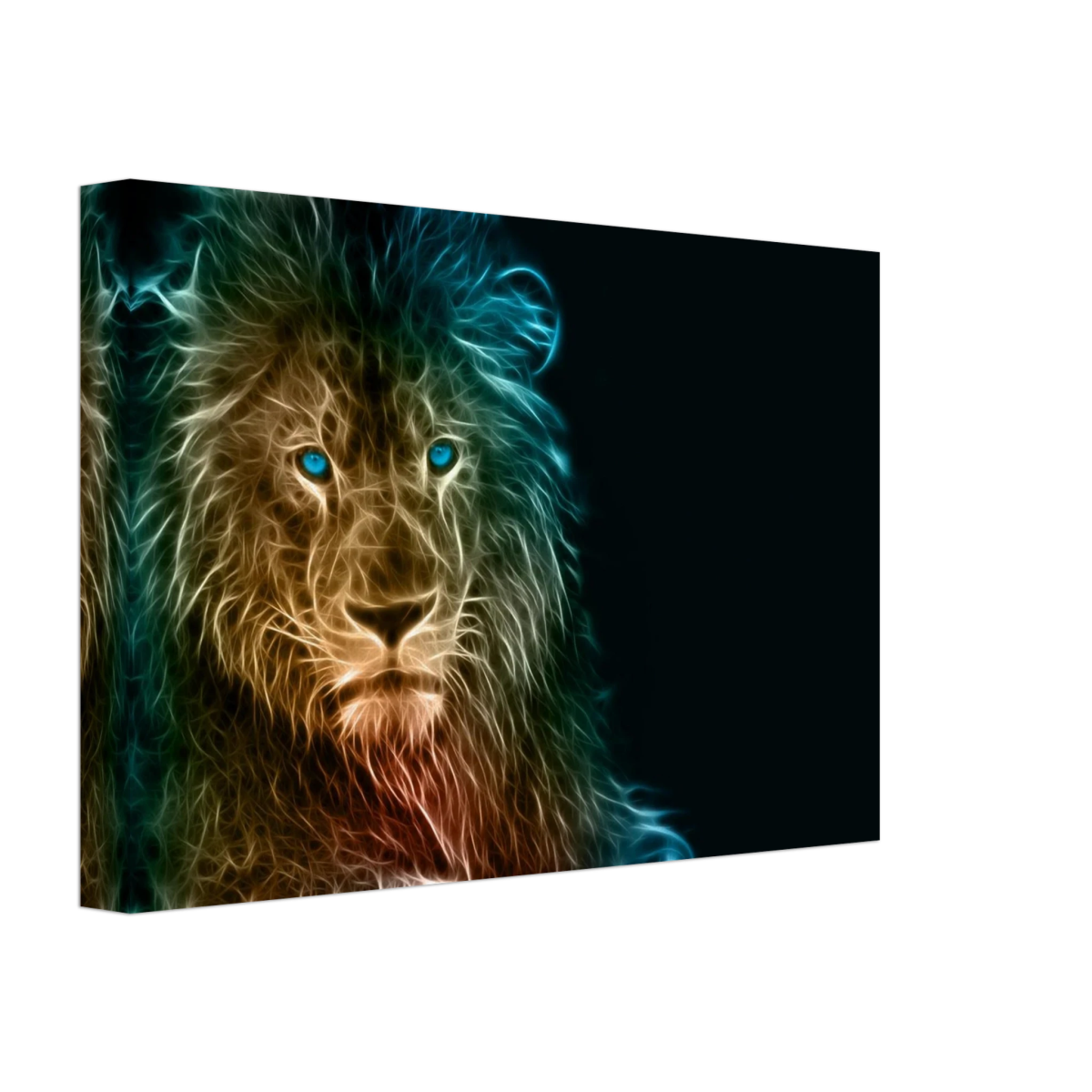Neon Majesty – Abstract Lion Spirit Wall Art Print - Canvas - 20x30 cm / 8x12″ -