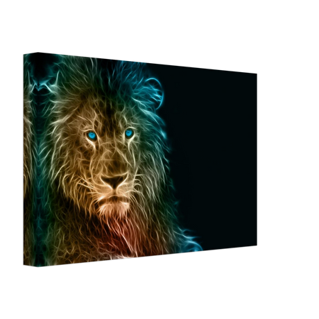Neon Majesty – Abstract Lion Spirit Wall Art Print - Canvas - 20x30 cm / 8x12″ -