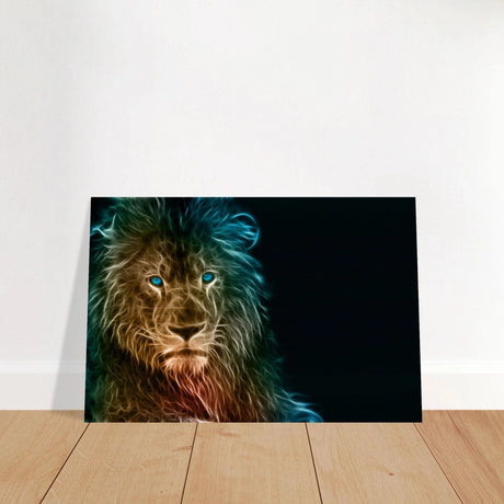 Neon Majesty – Abstract Lion Spirit Wall Art Print - Brushed Aluminum Print - 30x45 cm / 12x18″ -