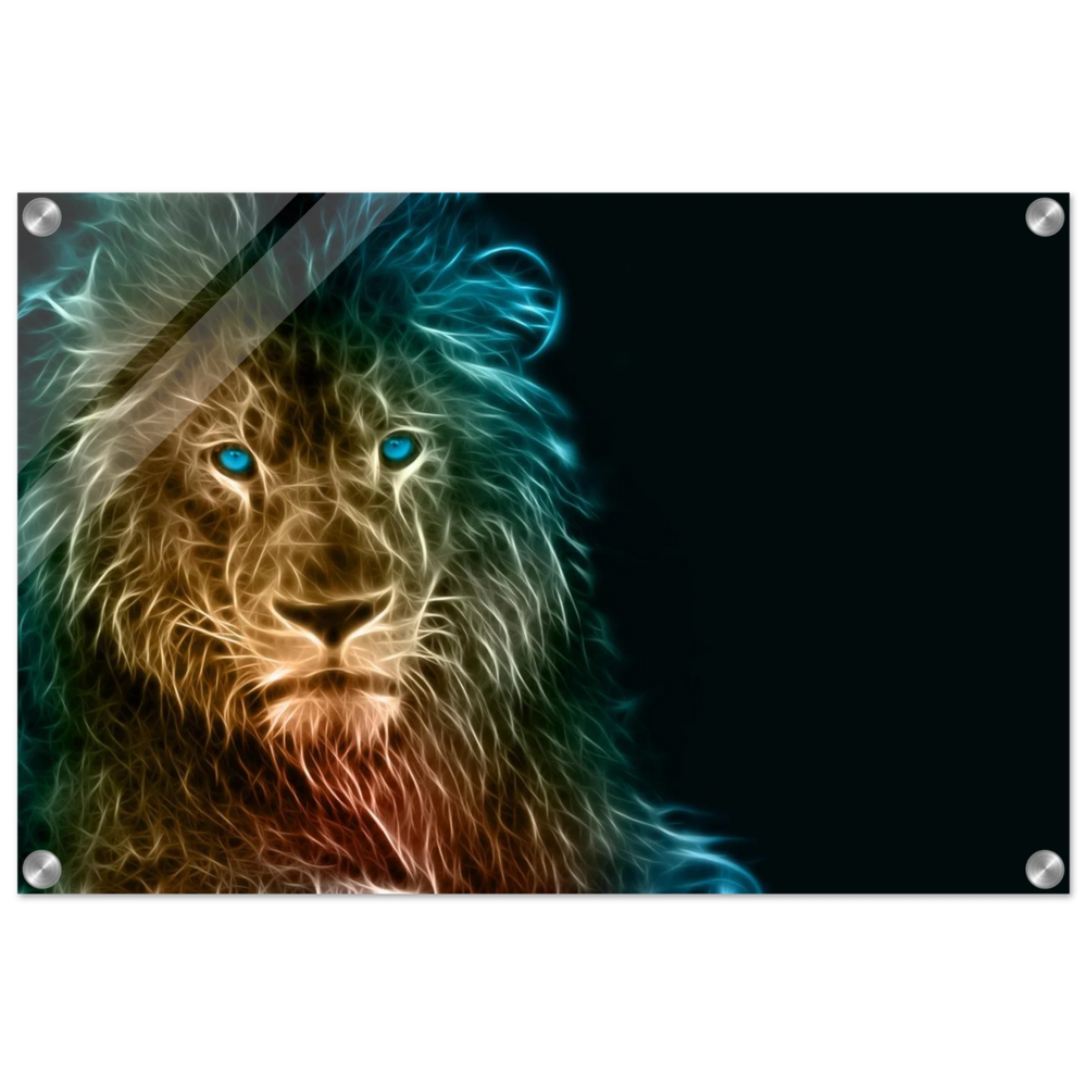 Neon Majesty – Abstract Lion Spirit Wall Art Print - Acrylic Print - 40x60 cm / 16x24″ -