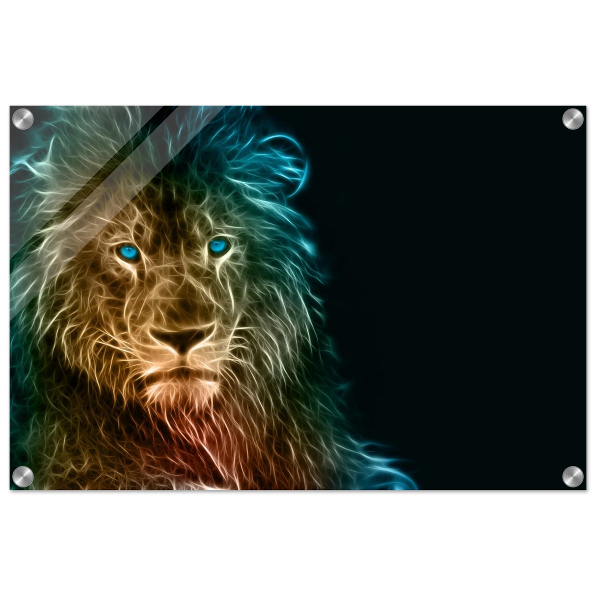 Neon Majesty – Abstract Lion Spirit Wall Art Print - Acrylic Print - 40x60 cm / 16x24″ -