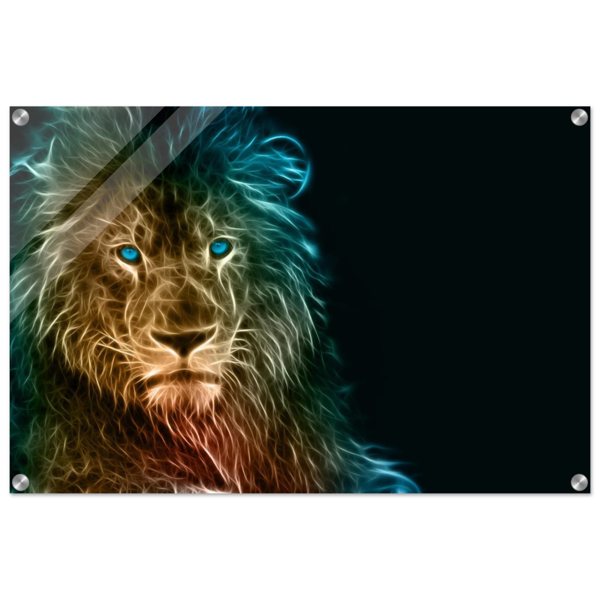 Neon Majesty – Abstract Lion Spirit Wall Art Print - Acrylic Print - 50x75 cm / 20x30″ -