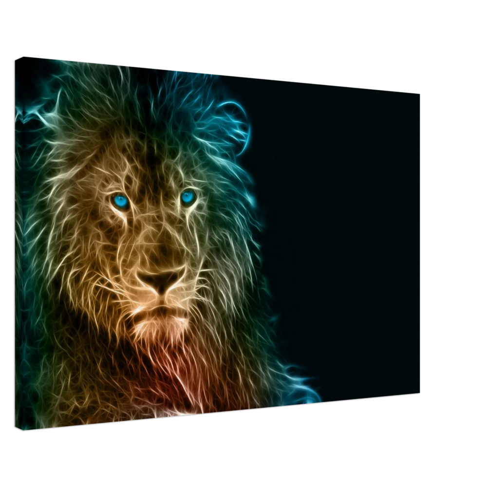 Neon Majesty – Abstract Lion Spirit Wall Art Print - Canvas - 60x90 cm / 24x36″ -