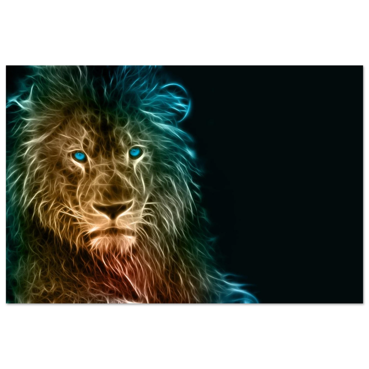 Neon Majesty – Abstract Lion Spirit Wall Art Print - Fine Art Poster - 30x45 cm / 12x18″ -