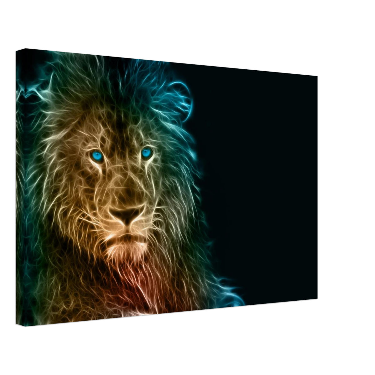 Neon Majesty – Abstract Lion Spirit Wall Art Print - Canvas - 40x60 cm / 16x24″ -