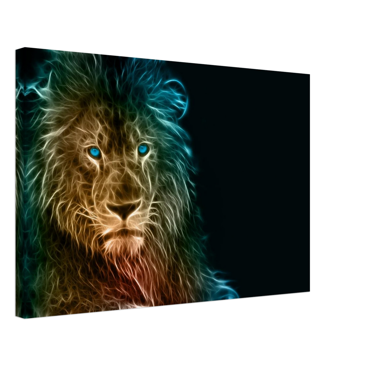Neon Majesty – Abstract Lion Spirit Wall Art Print - Canvas - 40x60 cm / 16x24″ -