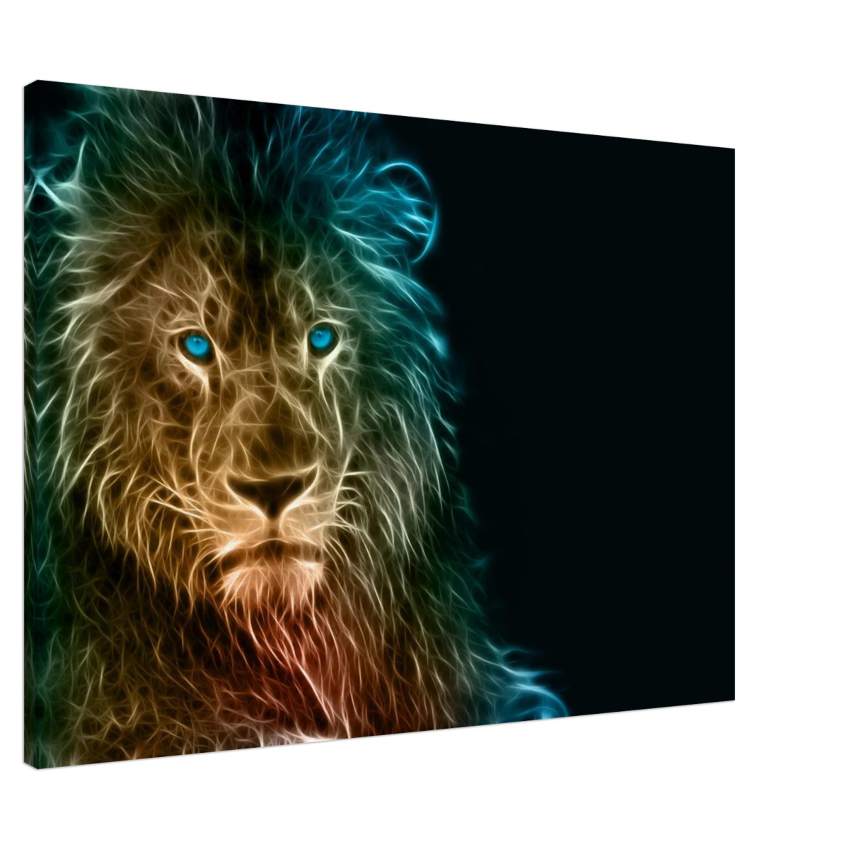 Neon Majesty – Abstract Lion Spirit Wall Art Print - Canvas - 70x100 cm / 28x40″ -