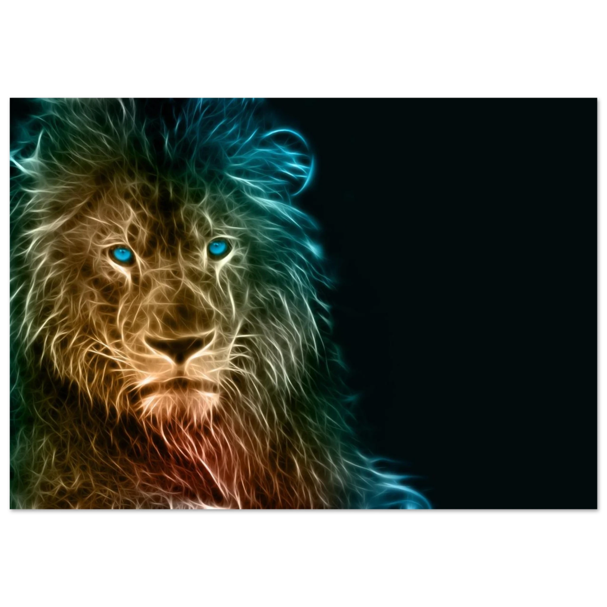 Neon Majesty – Abstract Lion Spirit Wall Art Print - Fine Art Poster - 70x100 cm / 28x40″ -