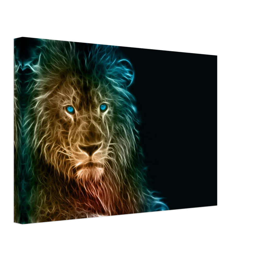 Neon Majesty – Abstract Lion Spirit Wall Art Print - Canvas - 30x45 cm / 12x18″ -