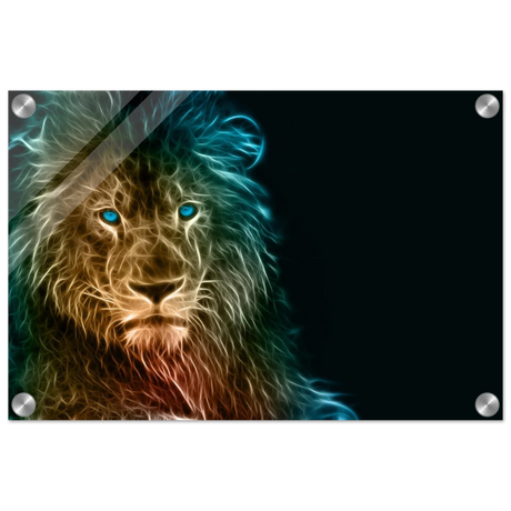 Neon Majesty – Abstract Lion Spirit Wall Art Print - Acrylic Print - 30x45 cm / 12x18″ -