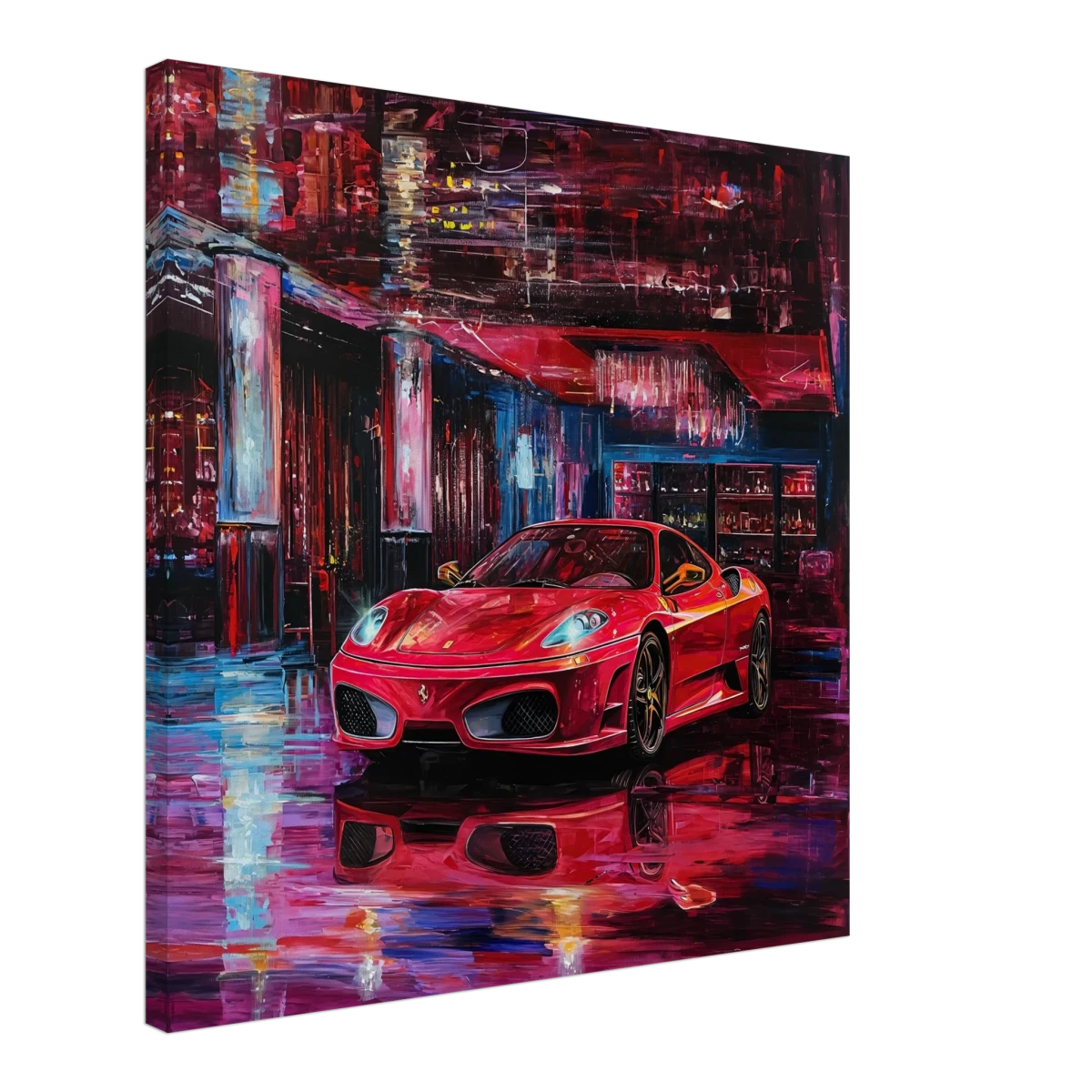 Neon Velocity – The Art of Speed & Luxury | Wall art print - Canvas - 60x60 cm / 24x24″ -
