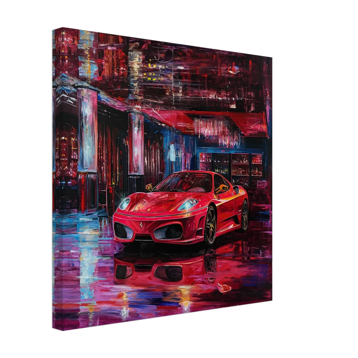 Neon Velocity – The Art of Speed & Luxury | Wall art print - Canvas - 40x40 cm / 16x16″ -