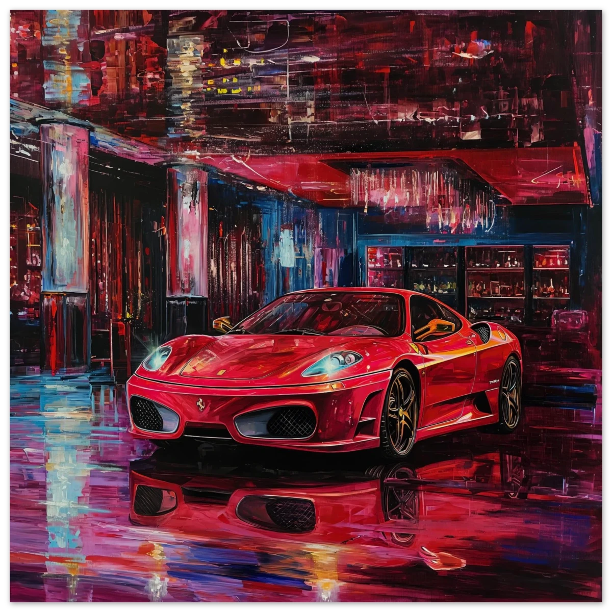 Neon Velocity – The Art of Speed & Luxury | Wall art print - Wood Prints - 50x50 cm / 20x20″ -