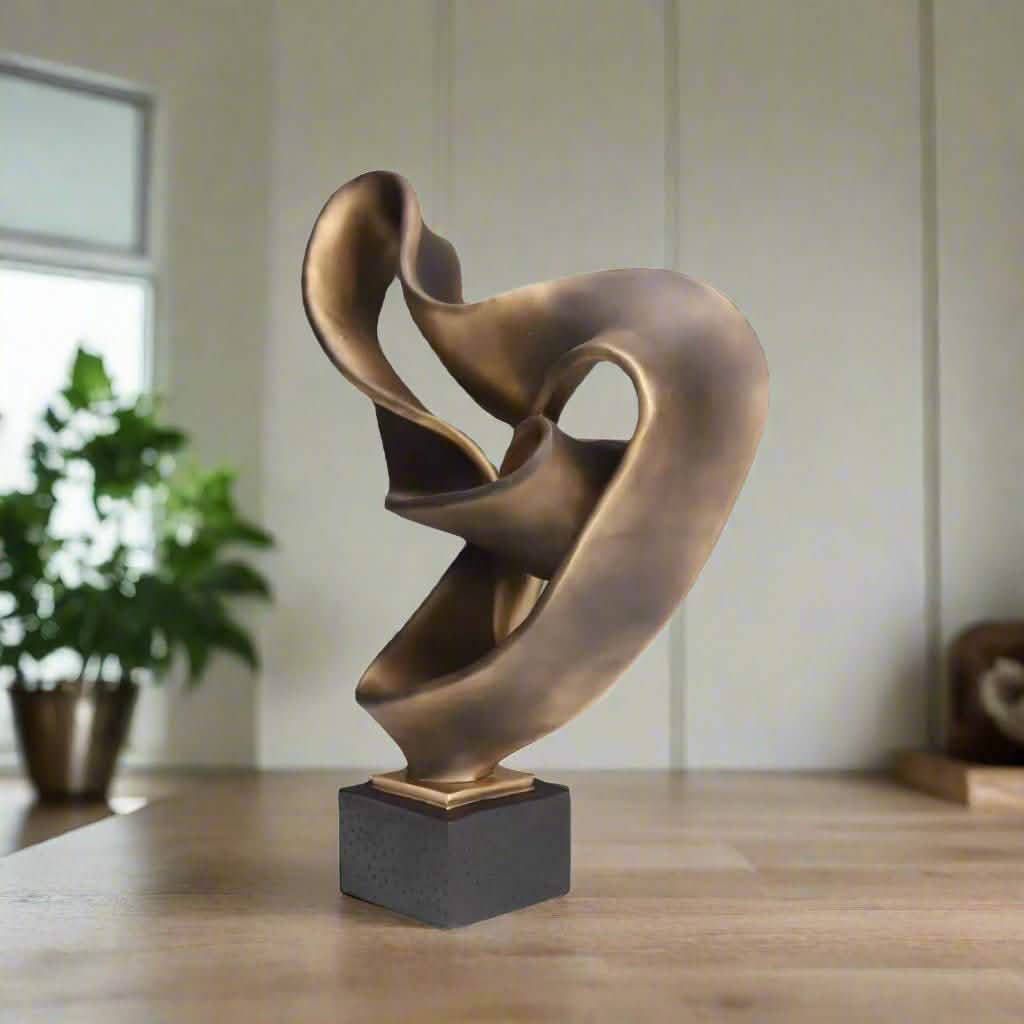 Nordic Abstract Resin Ribbon Ornaments - Bronze L35W15H 46cm -