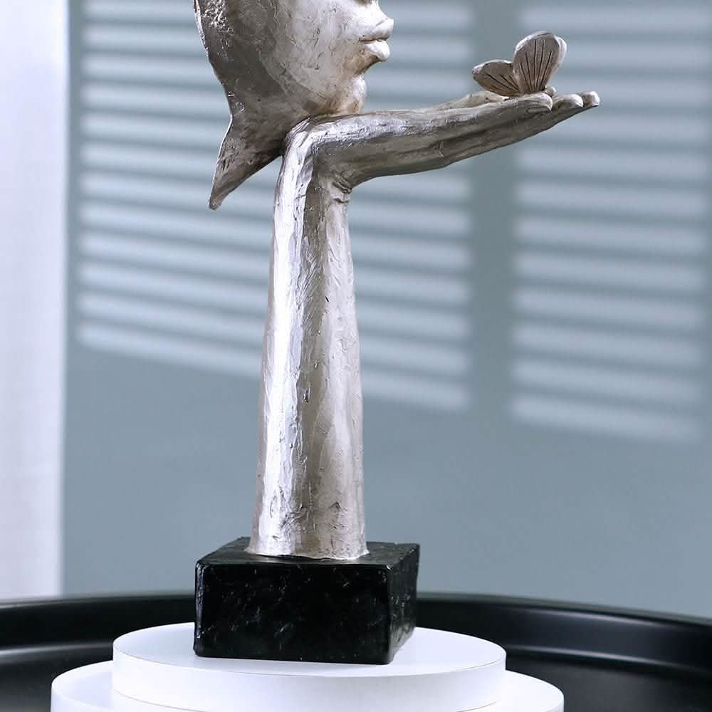 Nordic Butterfly Face Mask Sculpture – Modern Art Décor - Vintage gold -