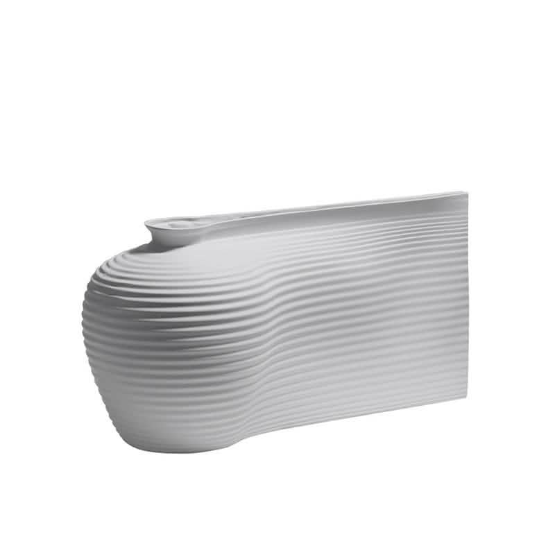 Nordic Minimalist Geometric Resin Vase – Modern Black & White Sculptural Décor - White -