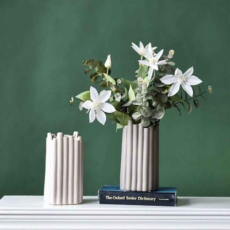 Nordic Modern Ceramic Irregular Vases – Minimalist Decorative Home Accents - L - Dark Grey -
