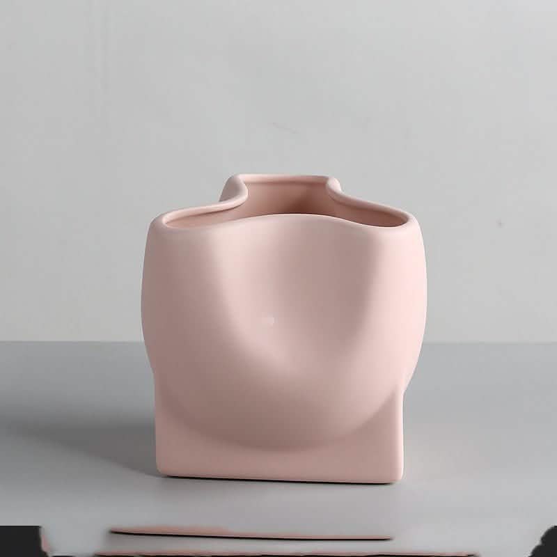 Nordic Morandi Ceramic Vase – Minimalist Decorative Vases for Modern Home - Blush Pink Mini Vase -