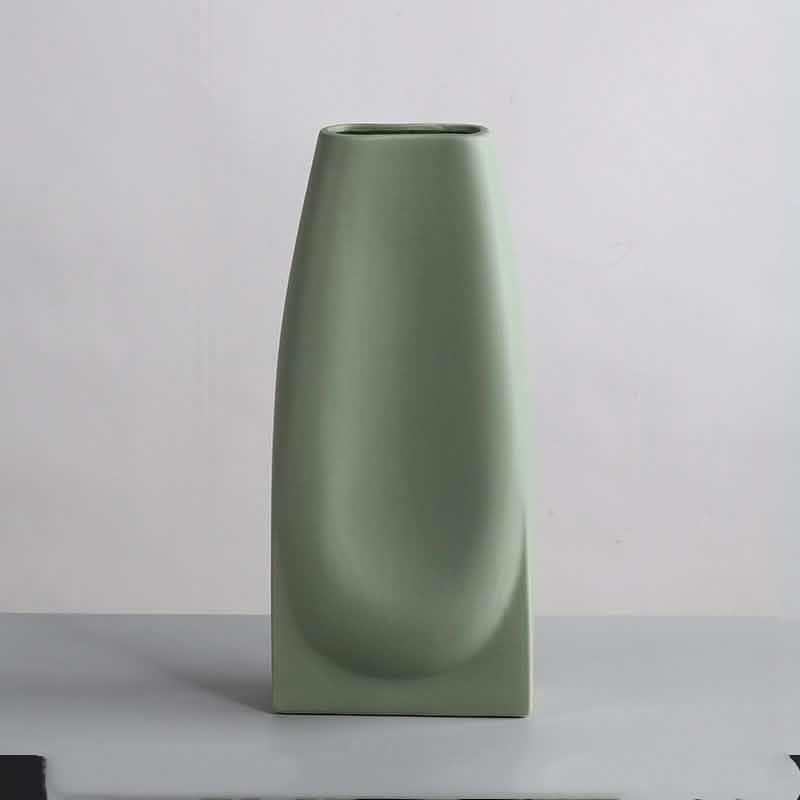 Nordic Morandi Ceramic Vase – Minimalist Decorative Vases for Modern Home - Olive Slim Vase -